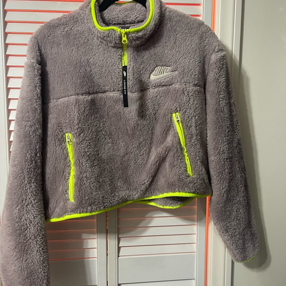 Nike faux fur crop sweater